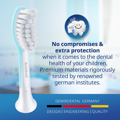 Demirdental Kids Toothbrush Heads for Philips Sonicare Kids – Ages 7-10, Turquoise, HX6048-8 Pack