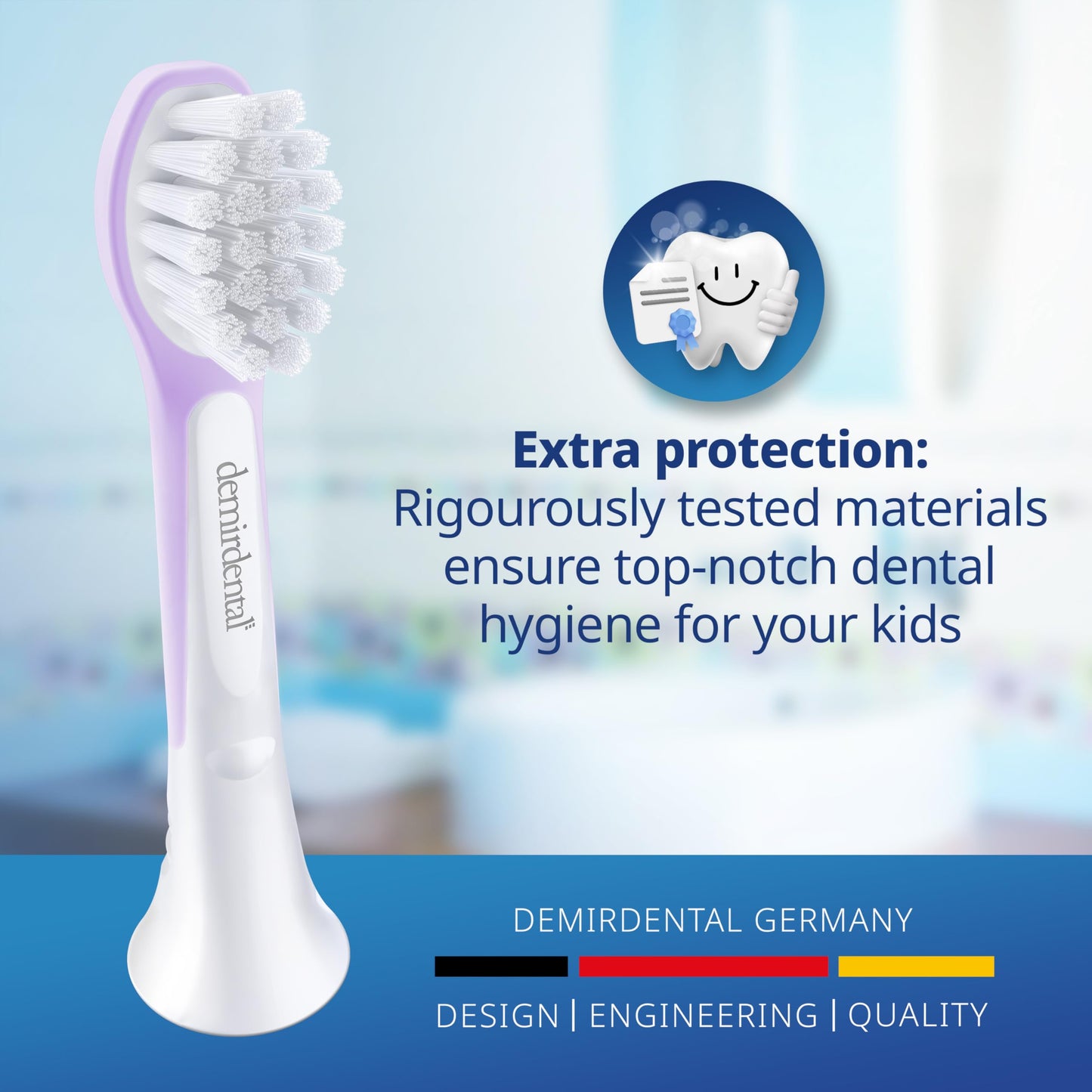 Demirdental Kids Mini Toothbrush Heads for Philips Sonicare Kids | Ages 3-6 | Lilac | HX6038-8 Replacement Pack