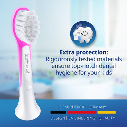 Demirdental Kids Mini Toothbrush Heads for Philips Sonicare Kids – Ages 3–6, Magenta (HX6038-8)