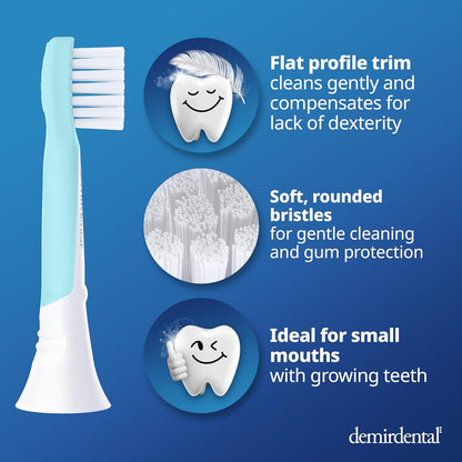 Demirdental Kids Mini Toothbrush Heads for Philips Sonicare Kids – Replacement Heads Mini Sensitive (Ages 3-6) Turquoise