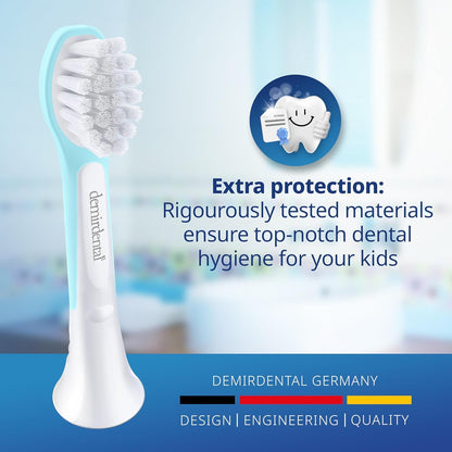 Demirdental Kids Mini Toothbrush Heads for Philips Sonicare Kids – Replacement Heads Mini Sensitive (Ages 3-6) Turquoise