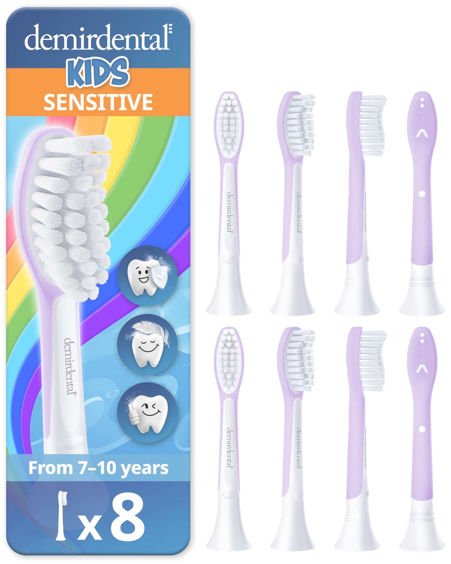Demirdental Kids Toothbrush Heads for Philips Sonicare Kids – Ages 7-10, Lilac