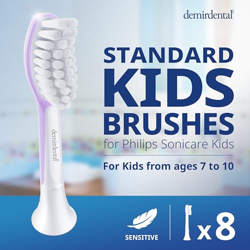 Demirdental Kids Toothbrush Heads for Philips Sonicare Kids – Ages 7-10, Lilac