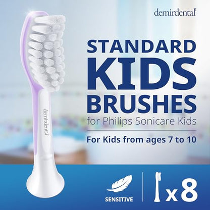 Demirdental Kids Toothbrush Heads for Philips Sonicare Kids – Ages 7-10, Lilac