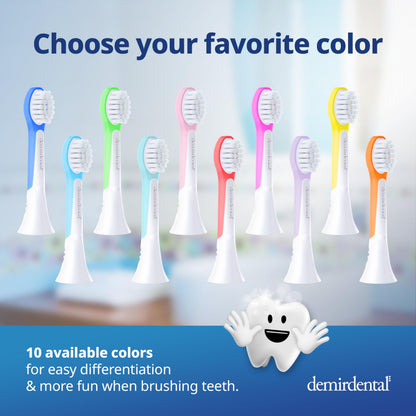 Demirdental Kids Mini Toothbrush Heads – Philips Sonicare Compatible (Ages 3–6) Orange, HX6038-8 Pack