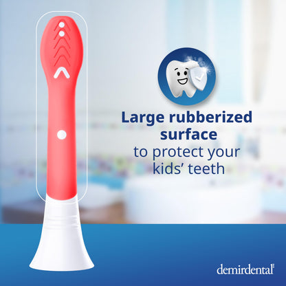Demirdental Kids Mini Toothbrush Heads – Philips Sonicare Compatible (Ages 3-6) – Red
