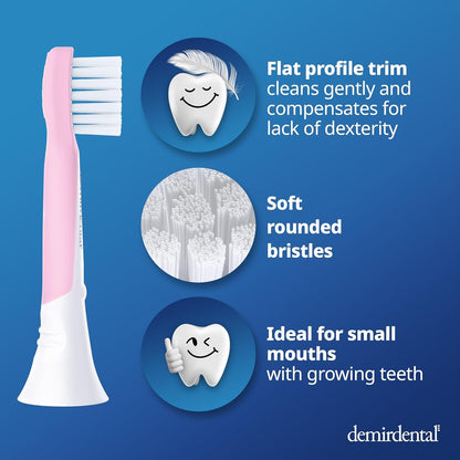 Demirdental Kids Mini Toothbrush Heads – Philips Sonicare Kids Compatible, Replacement Heads Mini Sensitive (Ages 3-6) Pink