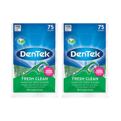 DenTek Fresh Clean Floss Picks – Extra Tight Teeth, 75 Count (2-Pack)