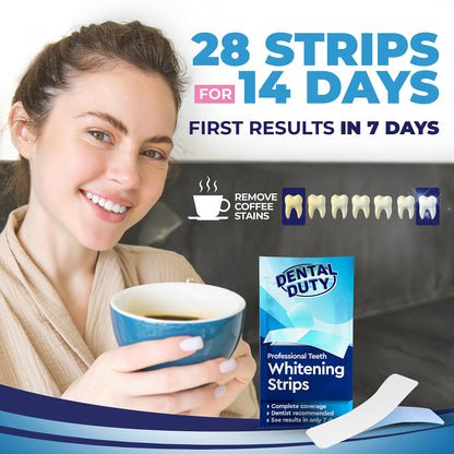 Dental Duty Teeth Whitening Strips - 28pcs, Enamel Safe, Vegan & Non-Toxic