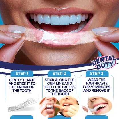 Dental Duty Teeth Whitening Strips - 28pcs, Enamel Safe, Vegan & Non-Toxic