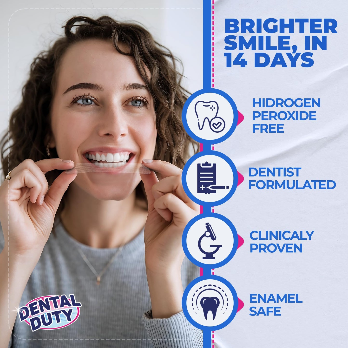 Dental Duty Teeth Whitening Strips - 28pcs, Enamel Safe, Vegan & Non-Toxic