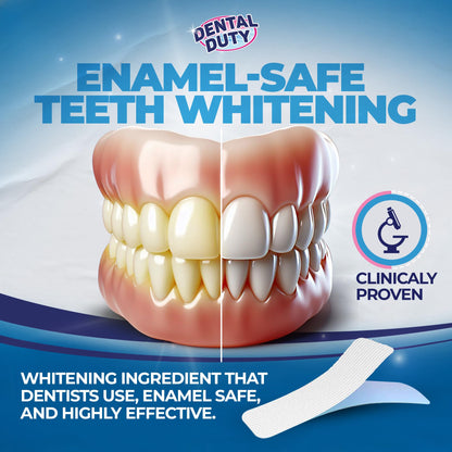 Dental Duty Teeth Whitening Strips - 28pcs, Enamel Safe, Vegan & Non-Toxic