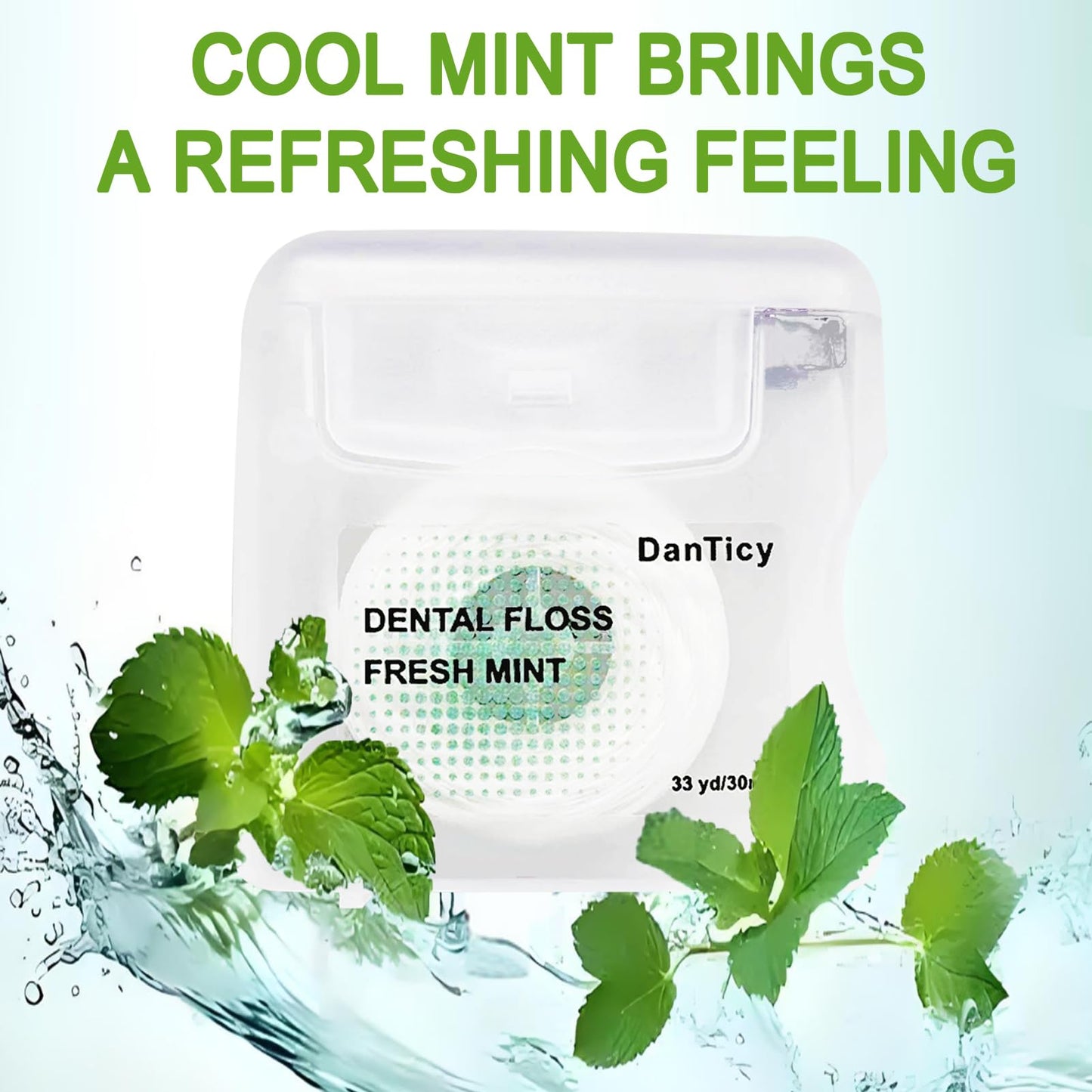 Coconut Oil Dental Floss for Wide Spaces – Mint, Waxed, Expands on Contact (Implants, Bridges, Braces)