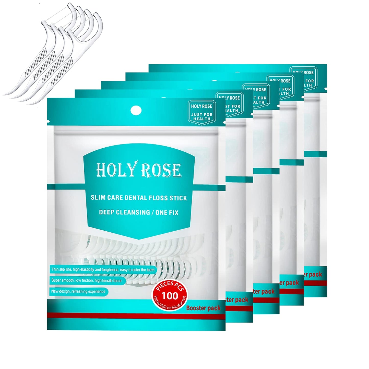 Dental Floss Picks 500 Count - High-Elasticity Floss Sticks, Unflavored, Re-Seal Bag for Daily Teeth Cleaning