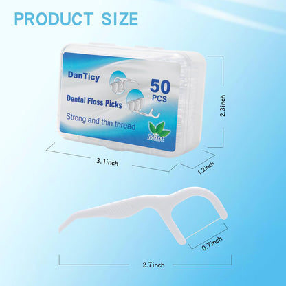 Dental Floss Picks Extra Strong – Professional Clean Flosser for Braces, Mint, 50 Count