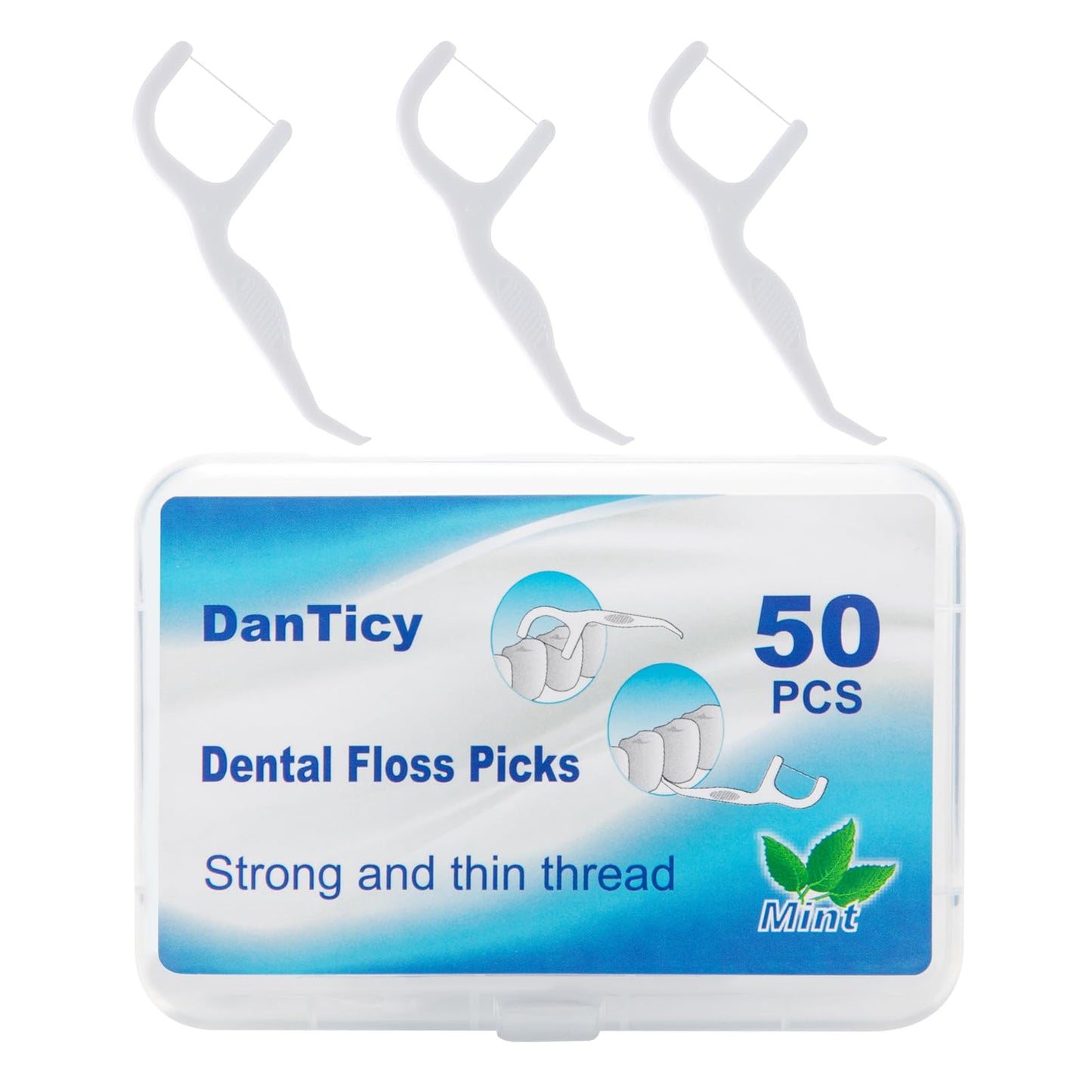 Dental Floss Picks Extra Strong – Professional Clean Flosser for Braces, Mint, 50 Count