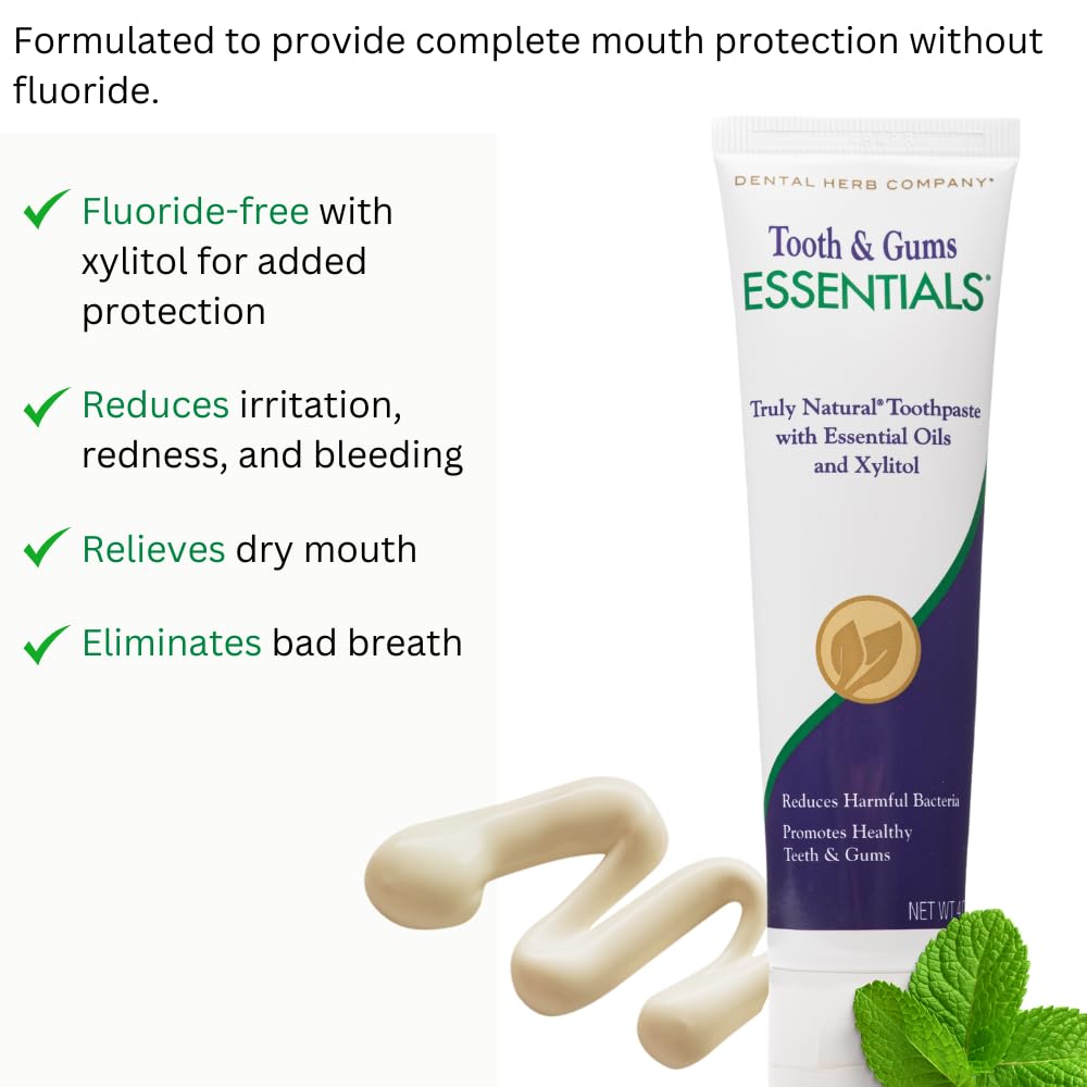 Dental Herb Company Essentials Toothpaste - Fluoride-Free, SLS-Free, All-Natural Gum Care (4 oz)