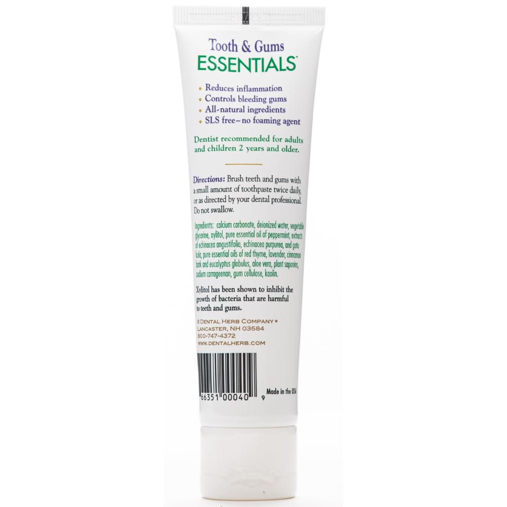 Dental Herb Company Essentials Toothpaste - Fluoride-Free, SLS-Free, All-Natural Gum Care (4 oz)