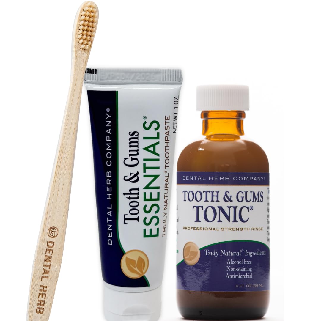 Dental Herb Company Travel Kit: Tonic Mouthwash & Essentials Toothpaste | Bad Breath & Gum Health