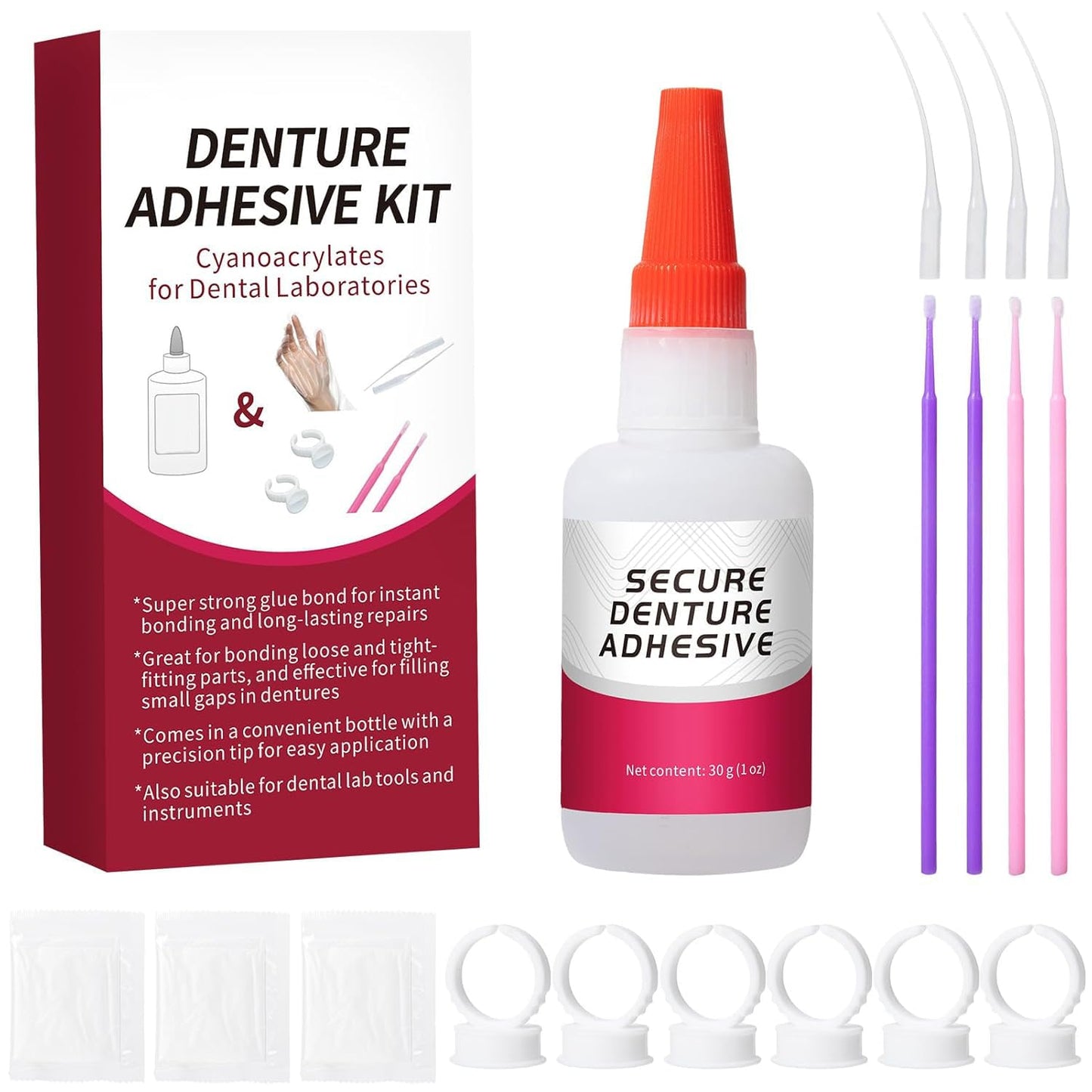 Dental Lab Glue (1 oz) - Instant Bond for Denture Repairs & Securing Loose Teeth | Lab Tools