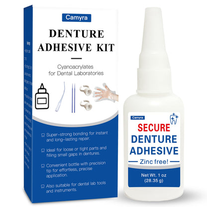 Dental Lab Instant Bonding Dental Glue (1 oz) – Denture Repair, Secure Loose or Broken Teeth, Clear, Non-Irritating Odor