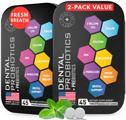 Dental Probiotics for Teeth and Gums | Lactobacillus Salivarius + Prebiotic Probiotic Blend