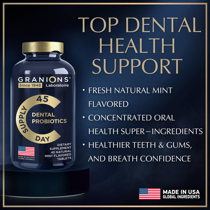 Dental Probiotics for Teeth and Gums - Fresh Breath Lactobacillus Salivarius Probiotic - 90 Mint Tablets