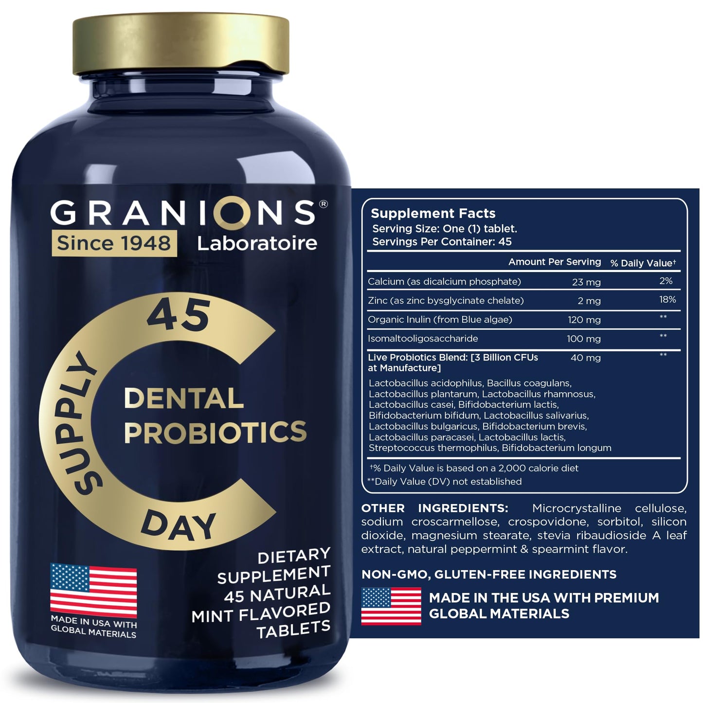 Dental Probiotics for Teeth and Gums - Fresh Breath Lactobacillus Salivarius Probiotic - 90 Mint Tablets