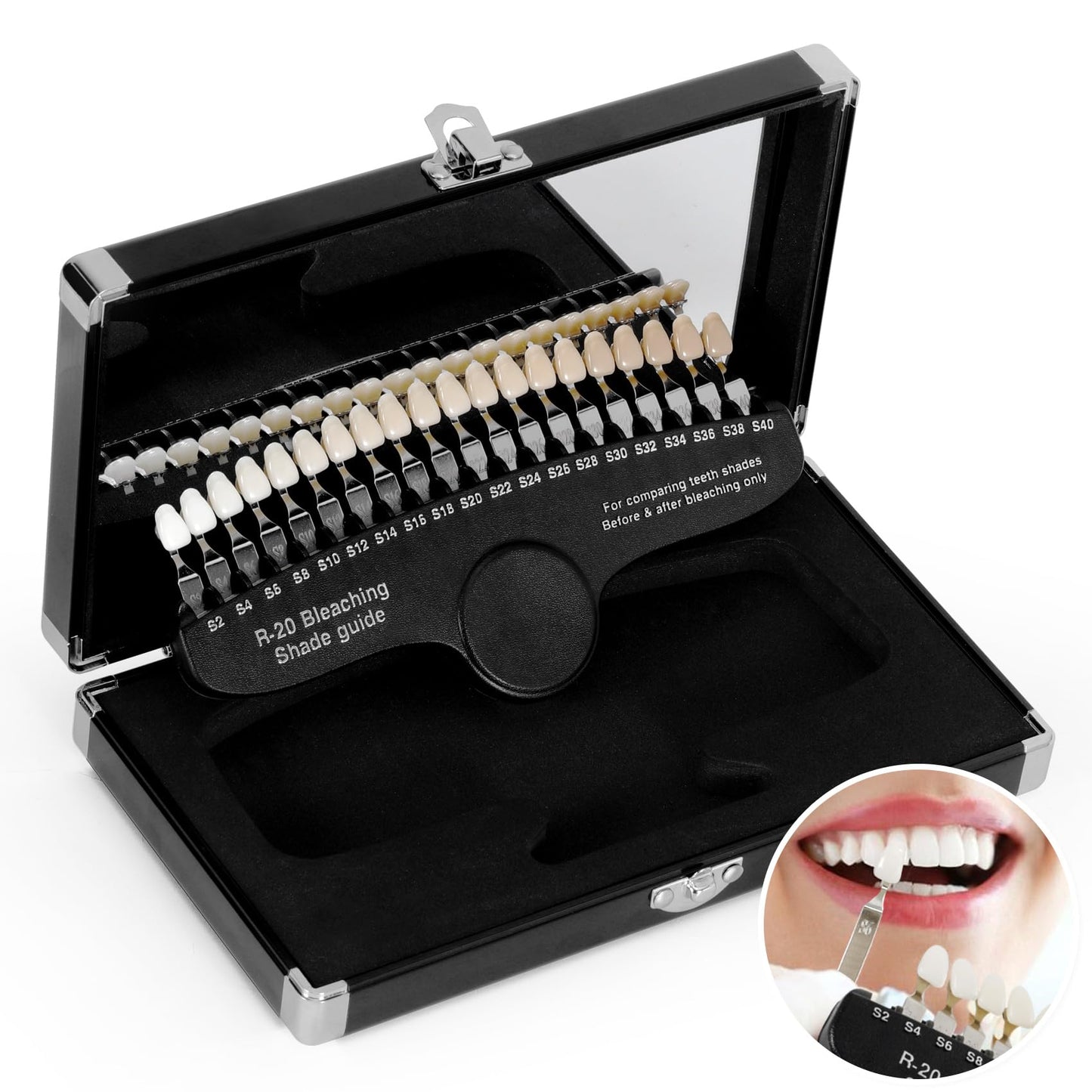 Dental Teeth Shade Guide – 3D Porcelain R-20 Whitening Chart (20 Colors) for Dentists