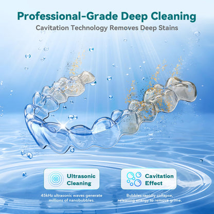Dental Ultrasonic Retainer Cleaner – 45kHz, 4 Modes, UV-C, 200ml Tank