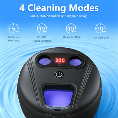 Dental Ultrasonic Retainer Cleaner Machine - 45kHz Sonic Cleaner, 200ml Tank, UV Light