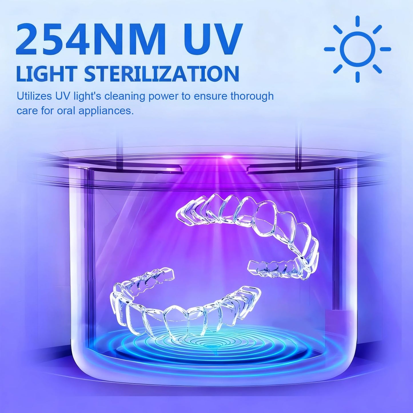 Dental Ultrasonic Retainer Cleaner - 45kHz, 200ML for Dentures & Aligners