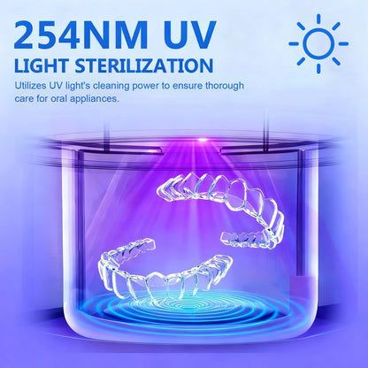 Dental Ultrasonic Retainer Cleaner - 45kHz, 200ML for Dentures & Aligners