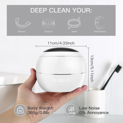 Dental Ultrasonic Retainer Cleaner – 45kHz UV Cleaning Pod, 250ml, Dual Mode