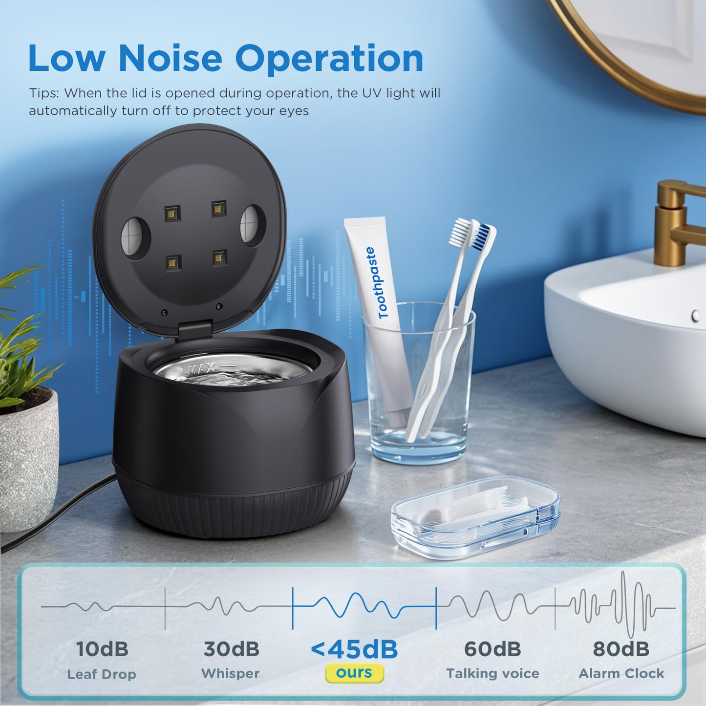 Dental Ultrasonic Retainer Cleaner Machine – 45kHz, 200ml, UV Light