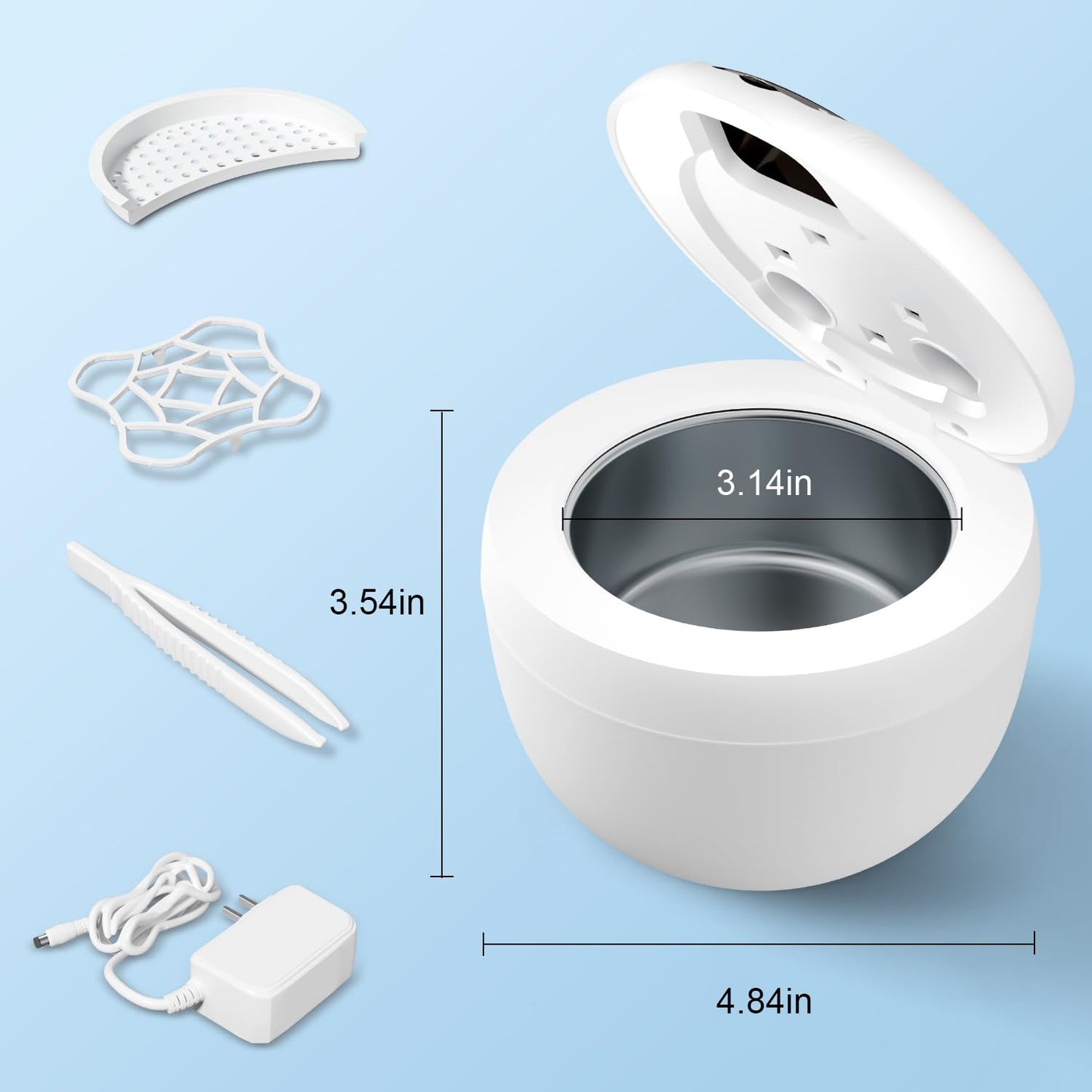 Dental Ultrasonic Retainer Cleaner - 45kHz, 200ML for Dentures & Aligners