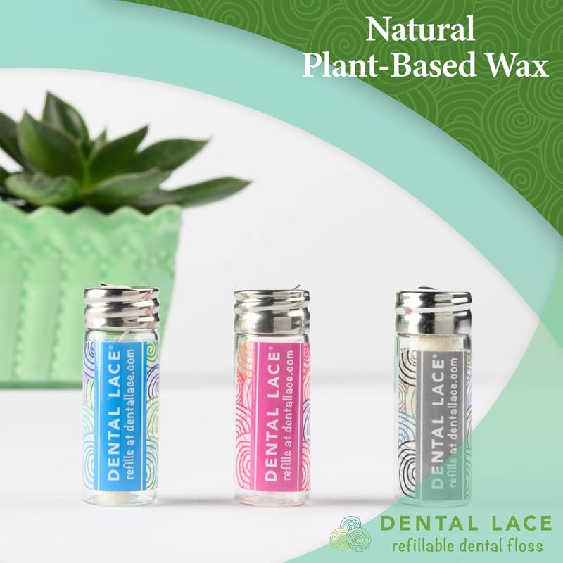 Dental Lace Refillable Silk Dental Floss – 100% Silk, Mint, PFAS & PTFE Free (Pack of 2)