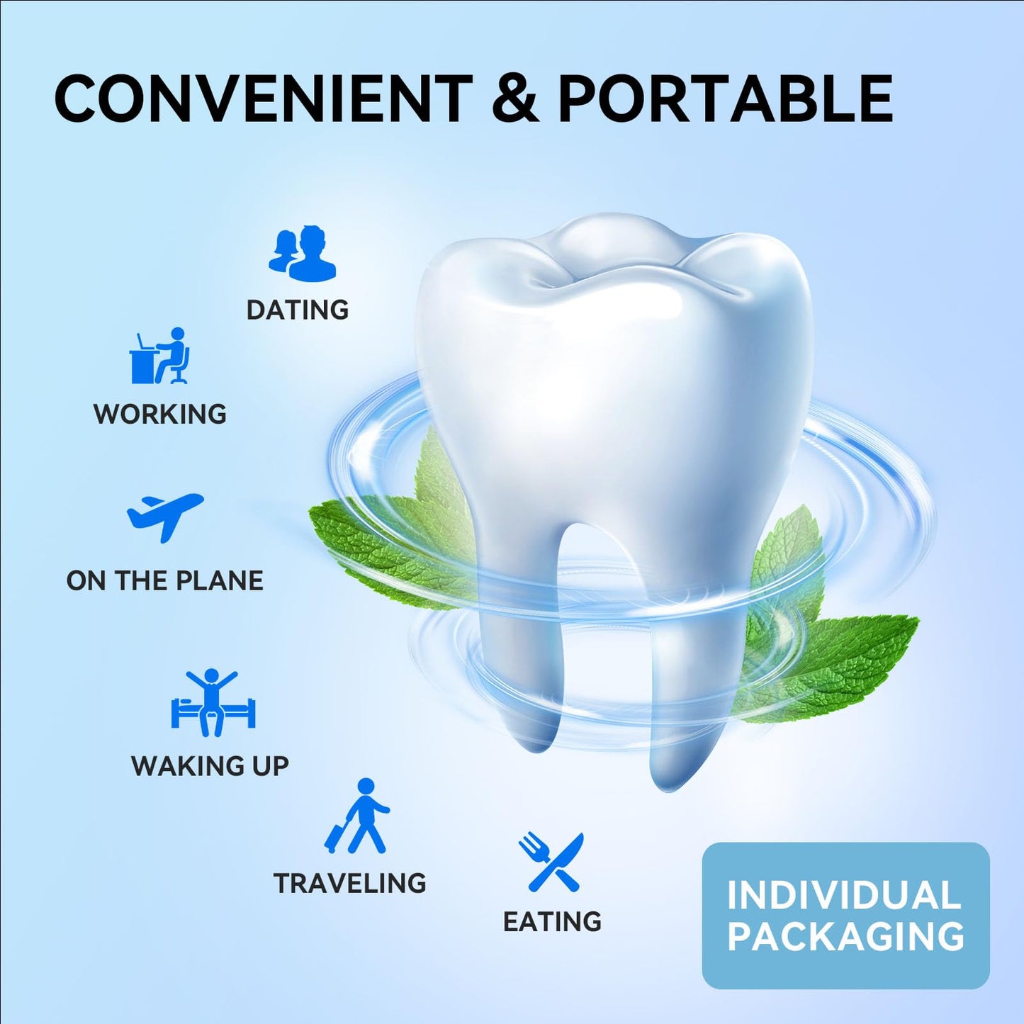 DentaViva Travel Size Mouthwash – 40 Packets with Hyaluronic Acid & Probiotics