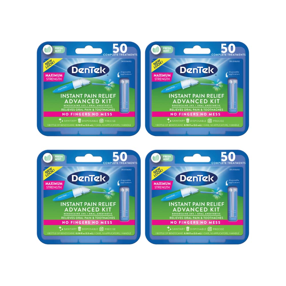 DenTek Adult Instant Tooth Pain Relief Kit – 50 Applicators (Pack of 4)