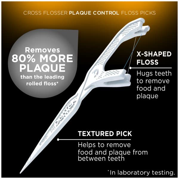 DenTek Cross Flosser Plaque Control Floss Picks – 75 Count (6 Pack)