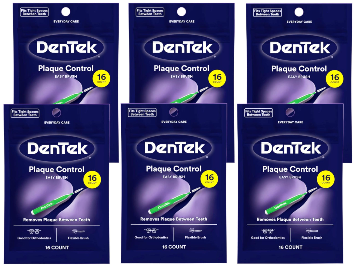 Dentek Easy Brush Cleaners - Extra Tight Spaces, 16 Count (6 Pack)
