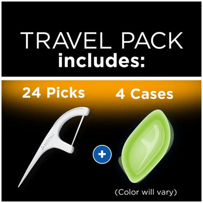 DenTek Floss Picks & Travel Case for On-The-Go – 4 Travel Cases with 6 Floss Picks Each (Pack of 1)