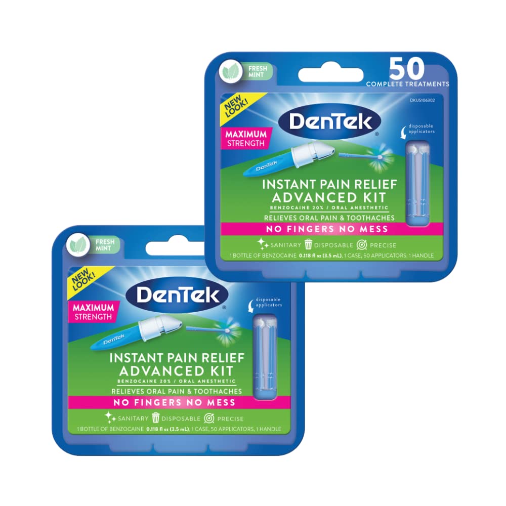 DenTek Instant Oral Pain Relief Maximum Strength Kit for Toothaches - 2-Pack (50-Count per Pack)