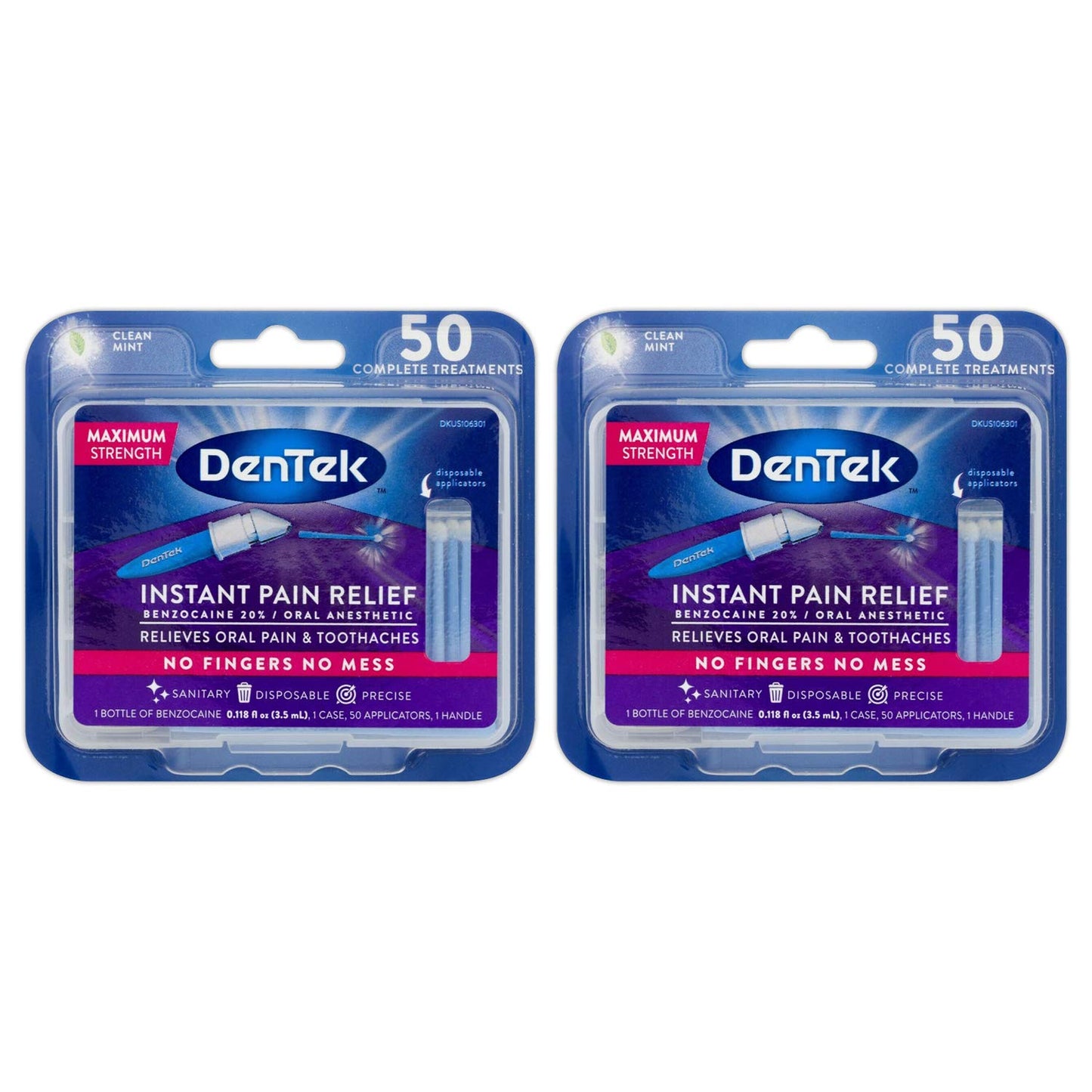 DenTek Instant Pain Relief Kit - Maximum Strength Toothache Relief, 50 Treatments (2-Pack)