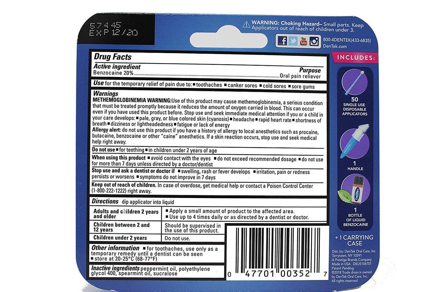 DenTek Instant Pain Relief Kit - Maximum Strength Toothache Relief, 50 Treatments (2-Pack)