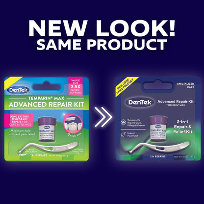 Dentek Temparin Max Repair Kit – 13+ Repairs, 2.64 g, Pack of 6 | Temporary Dental First Aid