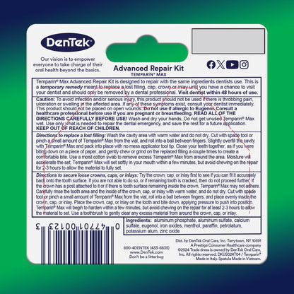 Dentek Temparin Max Repair Kit – 13+ Repairs, 2.64 g, Pack of 6 | Temporary Dental First Aid