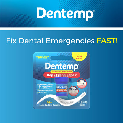 Dentemp Maximum Strength Loose Cap & Lost Filling Repair – Dental Repair Kit (Pack of 3)