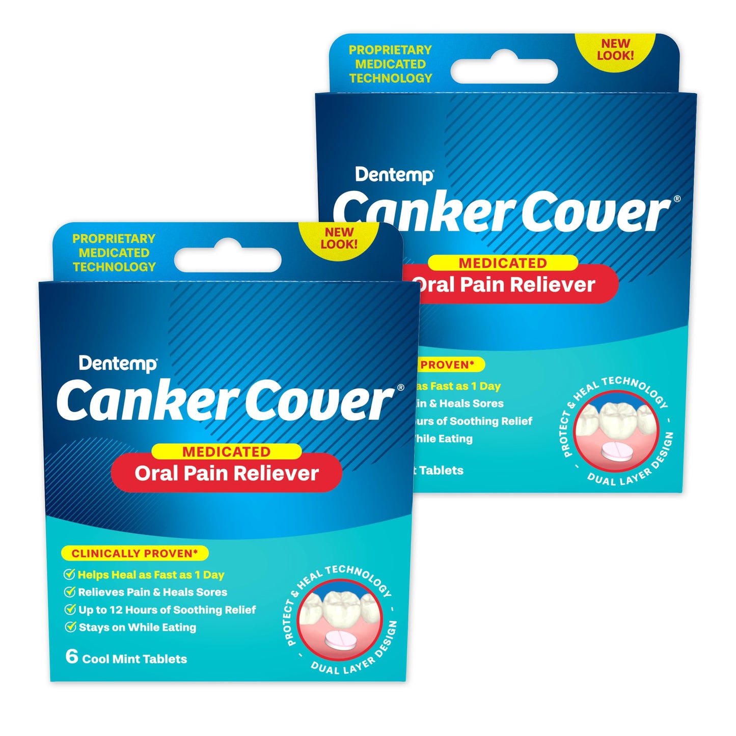 Dentemp Canker Cover 2pk – Canker Sore Medicine & Pain Relief (12 Count) for Adults