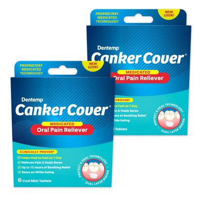 Dentemp Canker Cover 2pk – Canker Sore Medicine & Pain Relief (12 Count) for Adults